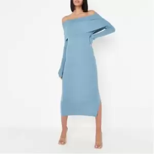 Image of Missguided Long Sleeve Midaxi Dress - Blue