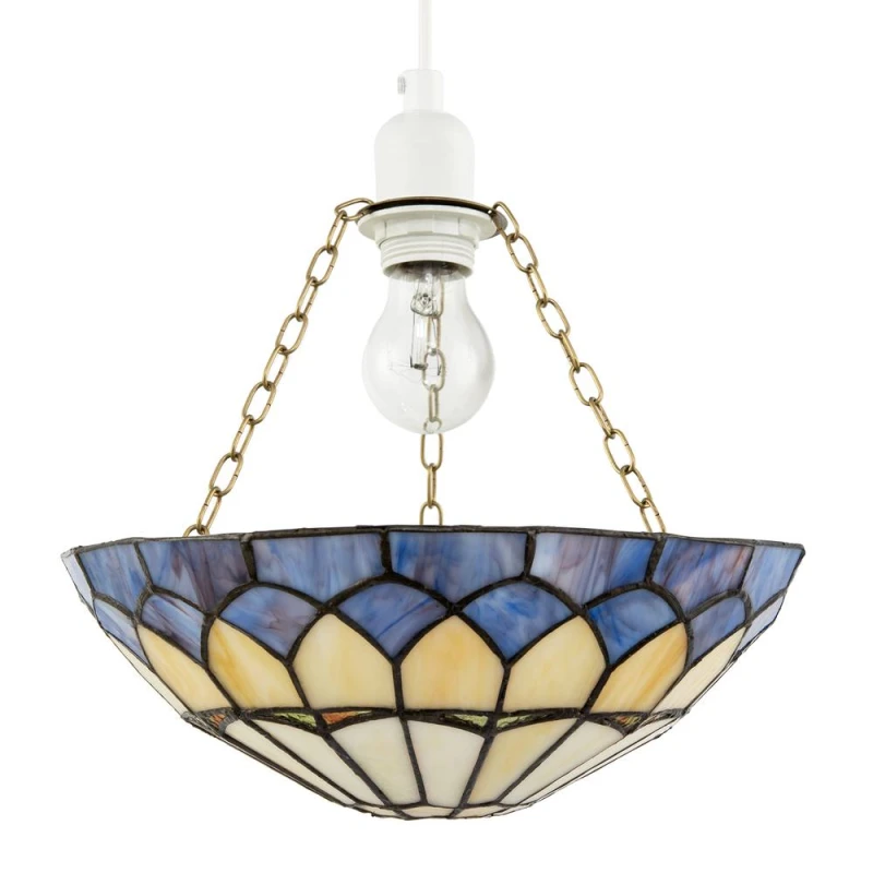 Image of Happy Homewares Lavender Purple Stained Glass Domed Tiffany Pendant Shade with Chains Purple Unisex