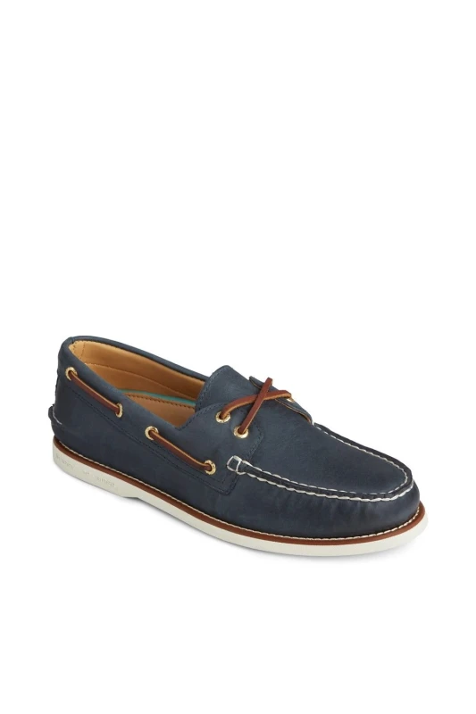 Image of Sperry Men Authentic Gold Cup Boat Shoe in Navy Size: 9 Navy 9 Male 061643953498