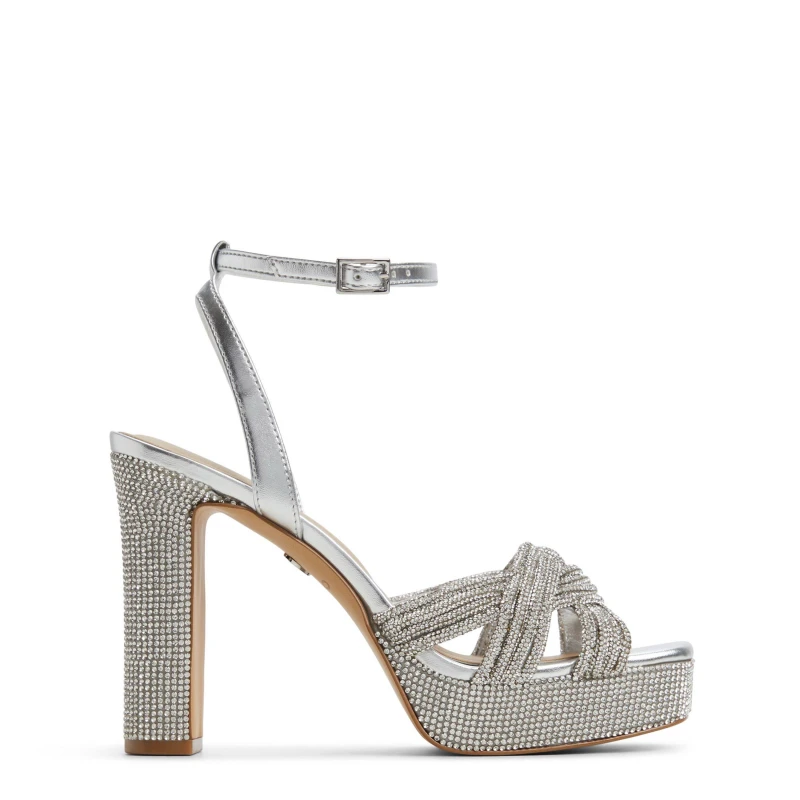 Image of Aldo Womens Shimma Heeled Sandals Silver female 4 (37)