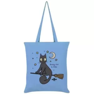 Image of Spooky Cat - Going For A Ride Tote Bag (One Size) (Sky Blue)
