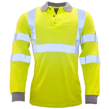 Image of Portwest - FR77YERXXXL - sz 3XL Flame Resistant Anti-Static Hi-Vis Long Sleeve Polo Shirt - Yellow
