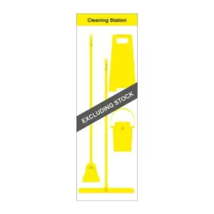 Image of Shadow Board Cleaning Station with Lean Stand, Board Only with Hooks, Style C Yellow, (650mm x 2000mm)