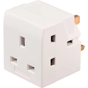 Image of Brennenstuhl Socket Adapter, 3 Way, for Standard GB Sockets White