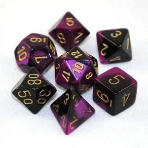 Image of Chessex Gemini Poly 7 Set: Black-Purple/Gold