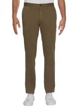 Image of Tommy Hilfiger Denton Th Flex Satin Chinos, Military Green, Size 30, Inside Leg Regular, Men