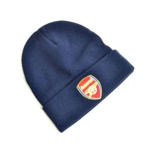 Image of Arsenal Crest Knitted Turn Up Hat Navy