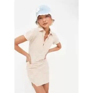 Image of Missguided Petite Check Embossd Towlld Mini Drss - Cream