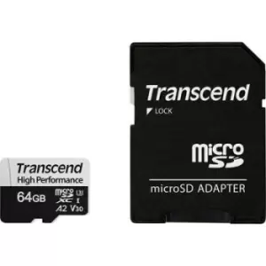 Image of Transcend Premium 330S microSDXC card 64GB Class 10, UHS-I, UHS-Class 3, v30 Video Speed Class A2 rating, incl. SD adapter