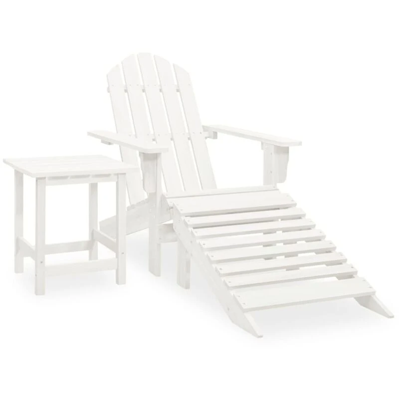 Image of VIDAXL Garden Adirondack Chair with Ottoman&Table Solid Fir Wood White Vidaxl 8720286241103