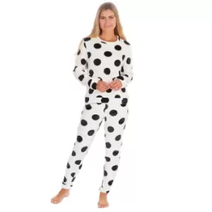 Image of Forever Dreaming Womens/Ladies Spot Print Flannel Fleece Pyjamas (M) (White/Black)