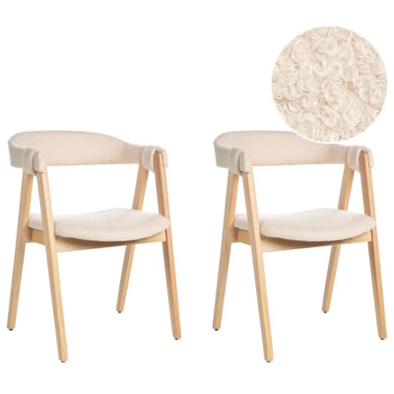 Image of Beliani Set Of 2 Dining Chairs Day Boucle Light Brown/ Beige