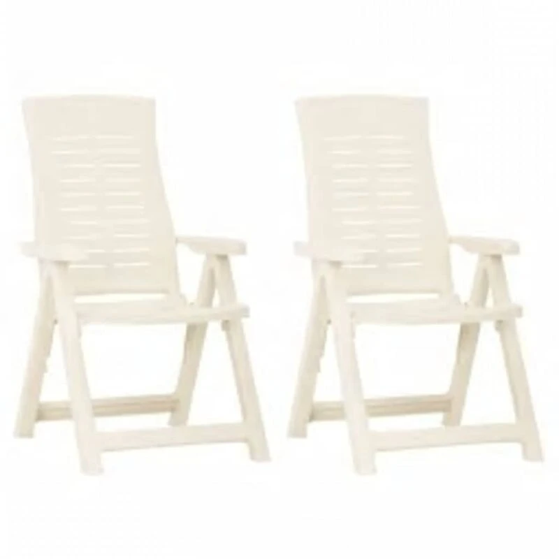 Image of VIDAXL Garden Reclining Chairs 2 pcs Plastic White vidaXL 8720286314531