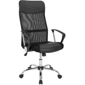 Image of Ergonomic Mesh Office Chair 160 kg Adjustable Height Computer Desk High Back Breathable Padded Rocker Seat Home Work Swivel White Black Black