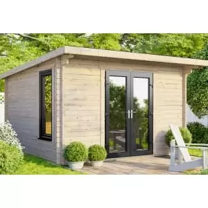 Image of Power Sheds 12 x 10ft Central Doors Pent Log Cabin