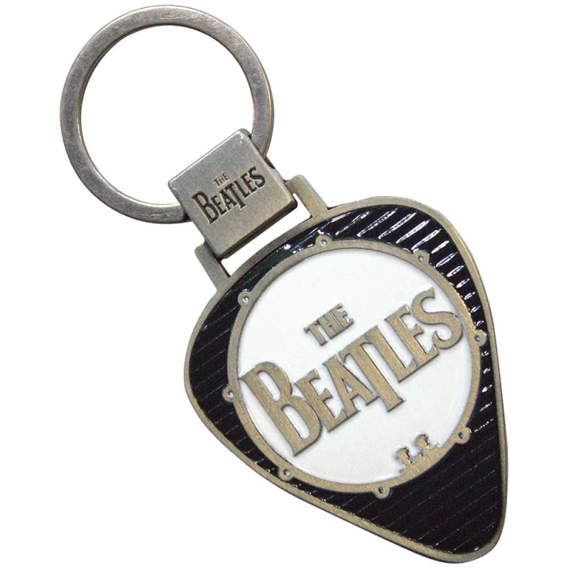 Image of The Beatles The Beatles Drum Logo Plectrum keyring Keychain in Grey Grey One Size Unisex 5056737256819