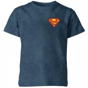 Image of Superman Kids T-Shirt - Navy Acid Wash - 9-10 Years - Navy Acid Wash