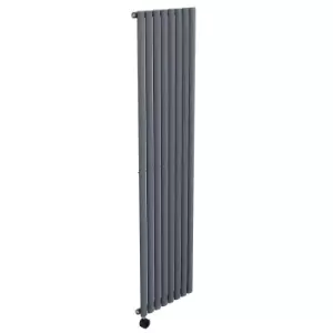 Image of Anthracite Electric Vertical Designer Radiator 2.4kW with WiFi Thermostat - H1800xW472mm - IPX4 Bathroom Safe