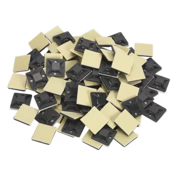 Image of Sealey CTM2020B Self-Adhesive Cable Tie Mount 20 x 20mm Black Pack of 100