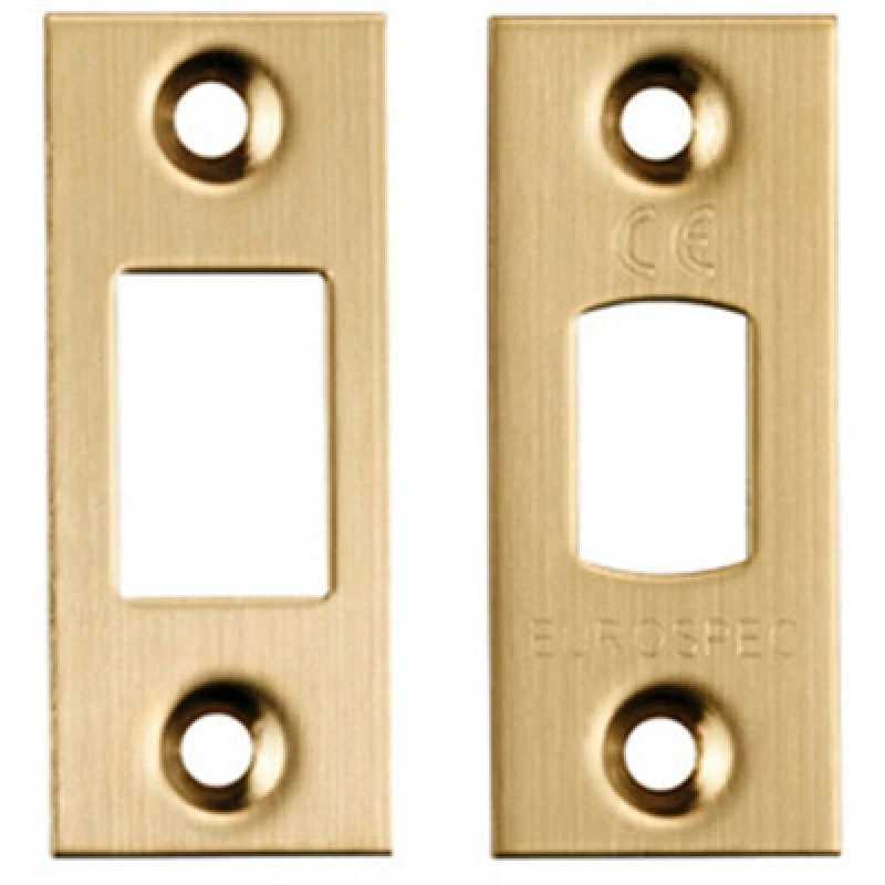 Image of Loops Strike & Fixing Pack for Heavy Duty Tubular Deadbolt Square Forend Satin Brass Metallics
