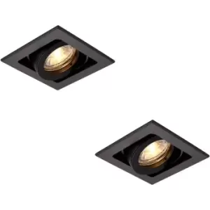 Image of 2 PACK Single Recessed Boxed Downlight - 50W GU10 Reflector - Matt Black