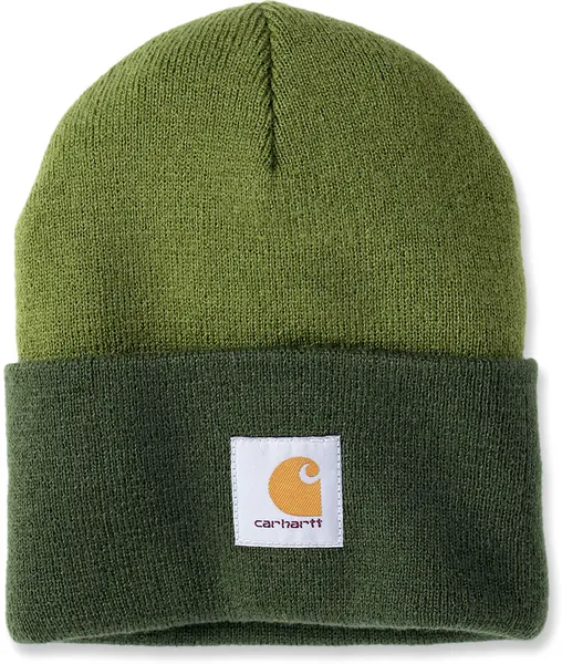 Image of Carhartt Knit Cuffed Two-Tone Beanie, green
