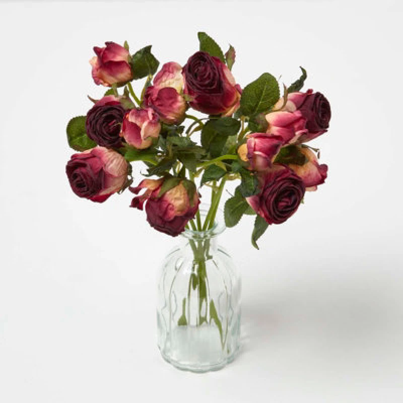 Image of Homescapes Artificial Bouquet of Roses Red