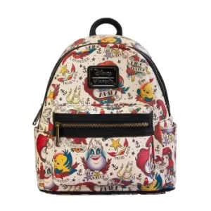Image of Loungefly Disney The Little Mermaid Tattoo AOP Mini Faux Leather Backpack
