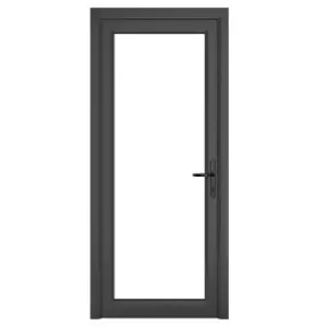 Image of Crystal uPVC Clear Single Door Full Glass Left Hand Open 890mm x 2090mm Clear Glazing - Grey