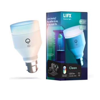 Image of LIFX Clean A19 Multicolour WiFi LED Smart Bulb - B22 Bayonet