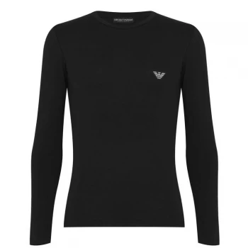 Image of Emporio Armani Patch Eagle Lounge Long Sleeve Slim Fit T-Shirt Black Size M Men