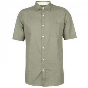 Image of Pierre Cardin Short Sleeve Linen Shirt Mens - Olive