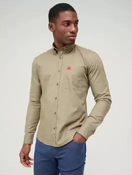 Image of HUGO Evito Slim Fit Long Sleeve Shirt - Green Size M Men