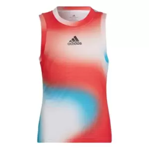 Image of adidas Melbourne Tennis Match Tank Top Kids - White / Vivid Red / Sky Rush
