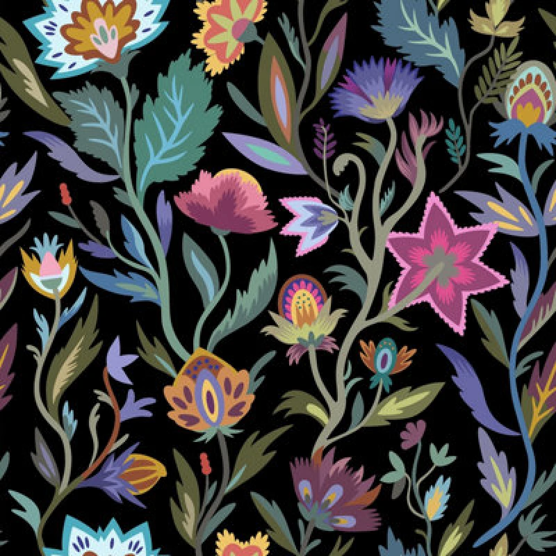 Image of Arthouse Lush Paradise Painted Floral Leaves Black Wallpaper 100380Ah