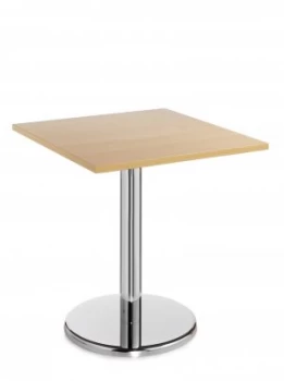 Image of Pisa Square Table With Round Chrome Base 700mm - Beech
