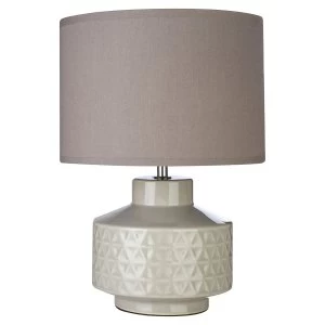 Image of Premier Housewares Waverly Table Lamp in Grey Ceramic with Grey Fabric Shade