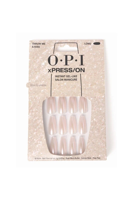 Image of OPI Womens xPRESS/ON Artificial Nails 42g in Throw Me A Kiss Long Throw Me A Kiss Long Female