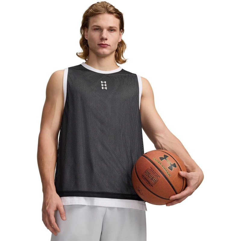 Image of Under Armour Mens Hoops Performance Basketball Jersey Black/White male M