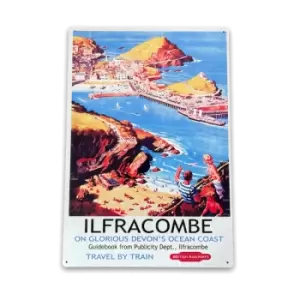 Image of British Railways Retro Advertising Ilfracombe Vintage Metal Sign