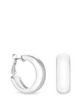 Image of Lipsy Silver Polished Wide Hoop Earrings, Silver, Women