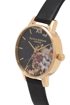Image of Ladies Olivia Burton Marble Floral Black & Gold Floral Watch OB16CS11
