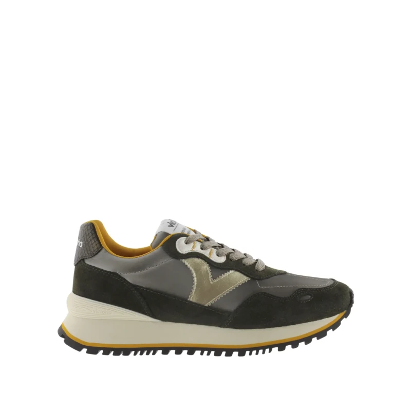 Image of Victoria Metallic nylon and split leather trainers For Her Victoria Viento Vert Female 38