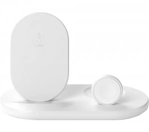 Image of BELKIN 7.5 W Boost Charge 3-in-1 Qi Wireless Charging Stand - White
