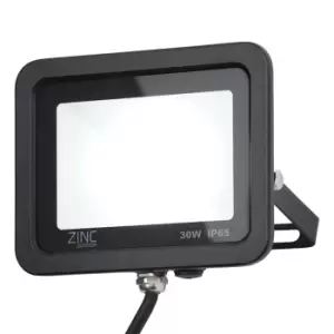 Image of Zinc OTLEY LED Slimline Floodlight 30W Daylight 180° Black