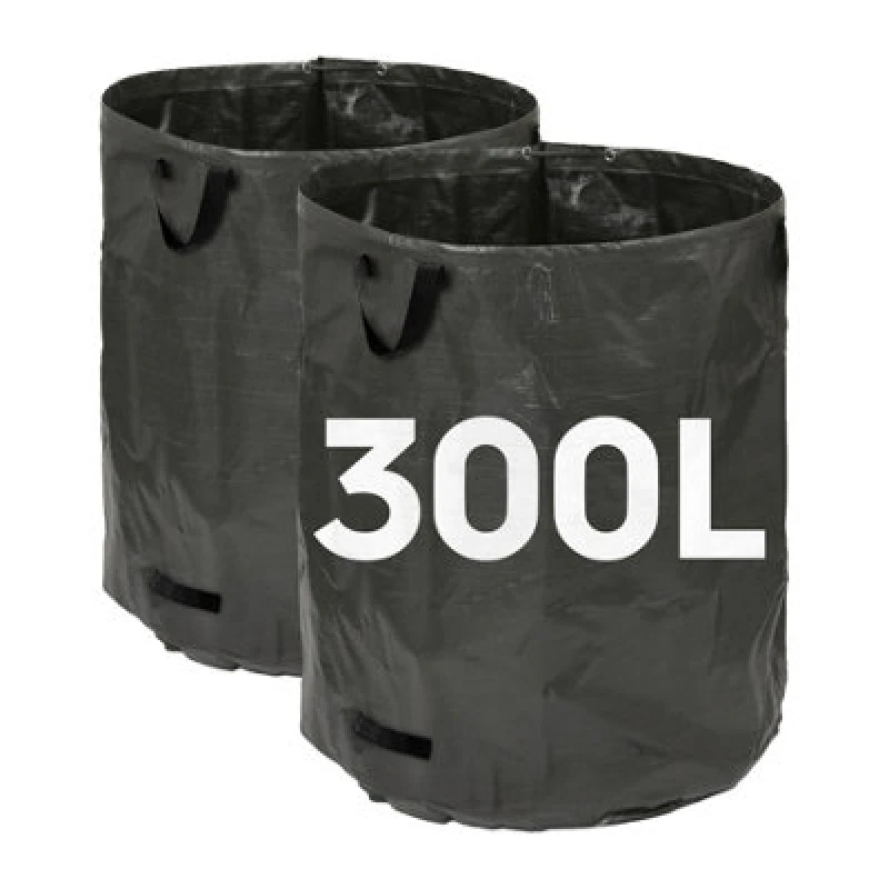 Image of Harbour Housewares 300L Garden Waste Bags With Handles - Black - 2X Large Strong Reusable Plastic Heavy Duty Gardening Rubbish Refuse Sacks