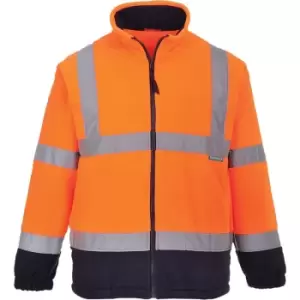 Image of Portwest Mens Lined Hi Vis Fleece Jacket (S) (Orange/ Navy) - Orange/ Navy