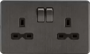 Image of KnightsBridge Screwless 13A 2G DP switched socket - Smoked Bronze