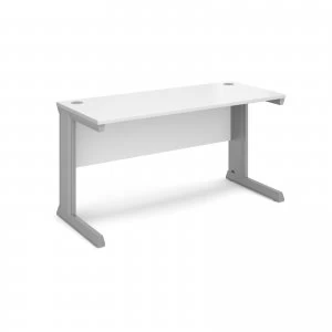 Image of Vivo Straight Desk 1400mm x 600mm - Silver Frame White Top