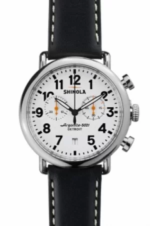 Image of Mens Shinola Runwell Chrono 41mm Black Leather Strap Watch S0110000098